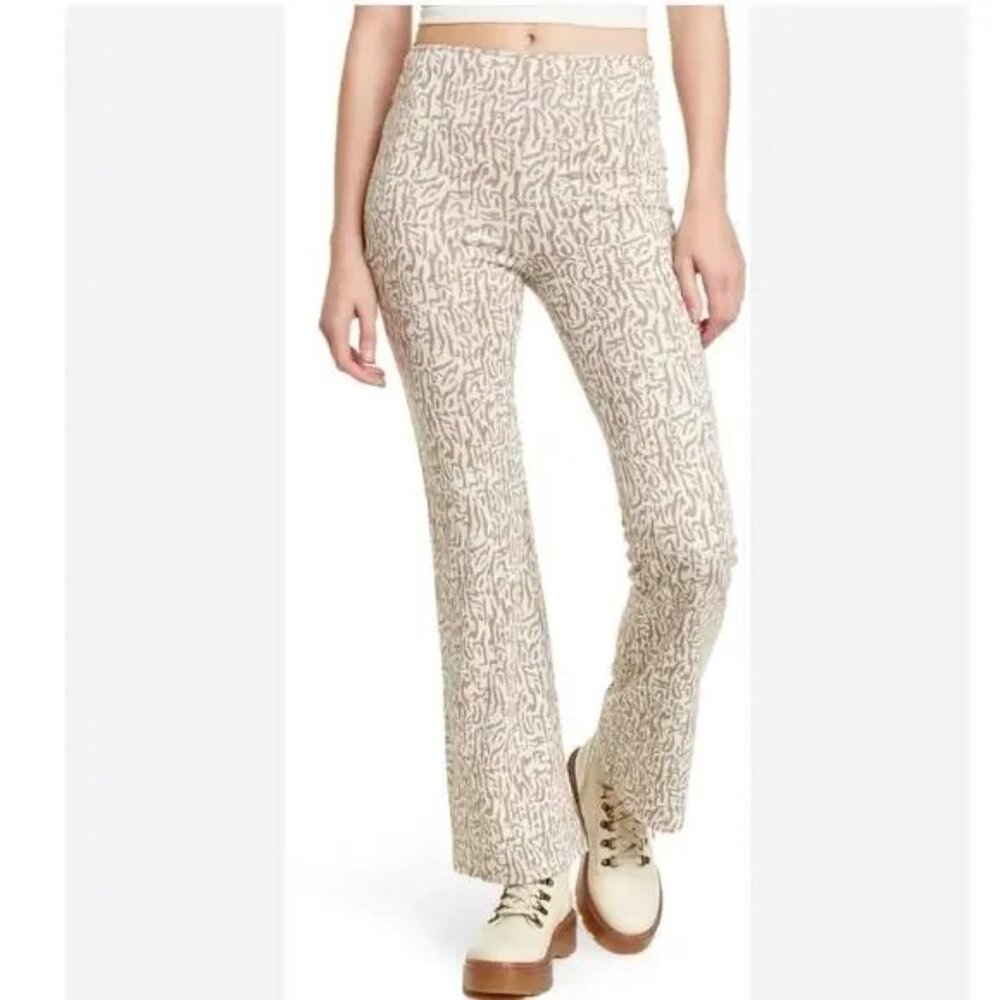 Elodie Flare Y2K Jacquard O-ring Pants Pull On Euphoria Tan Print Size XS